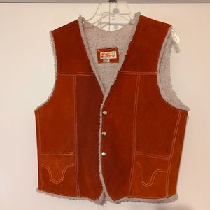 Vintage real suede and faux sherpa lining